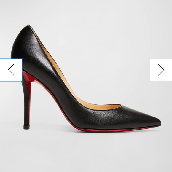 NWT Christian Louboutin Apostrophy Black Leather Pointed Red-Sole Pumps - Picture 14 of 16